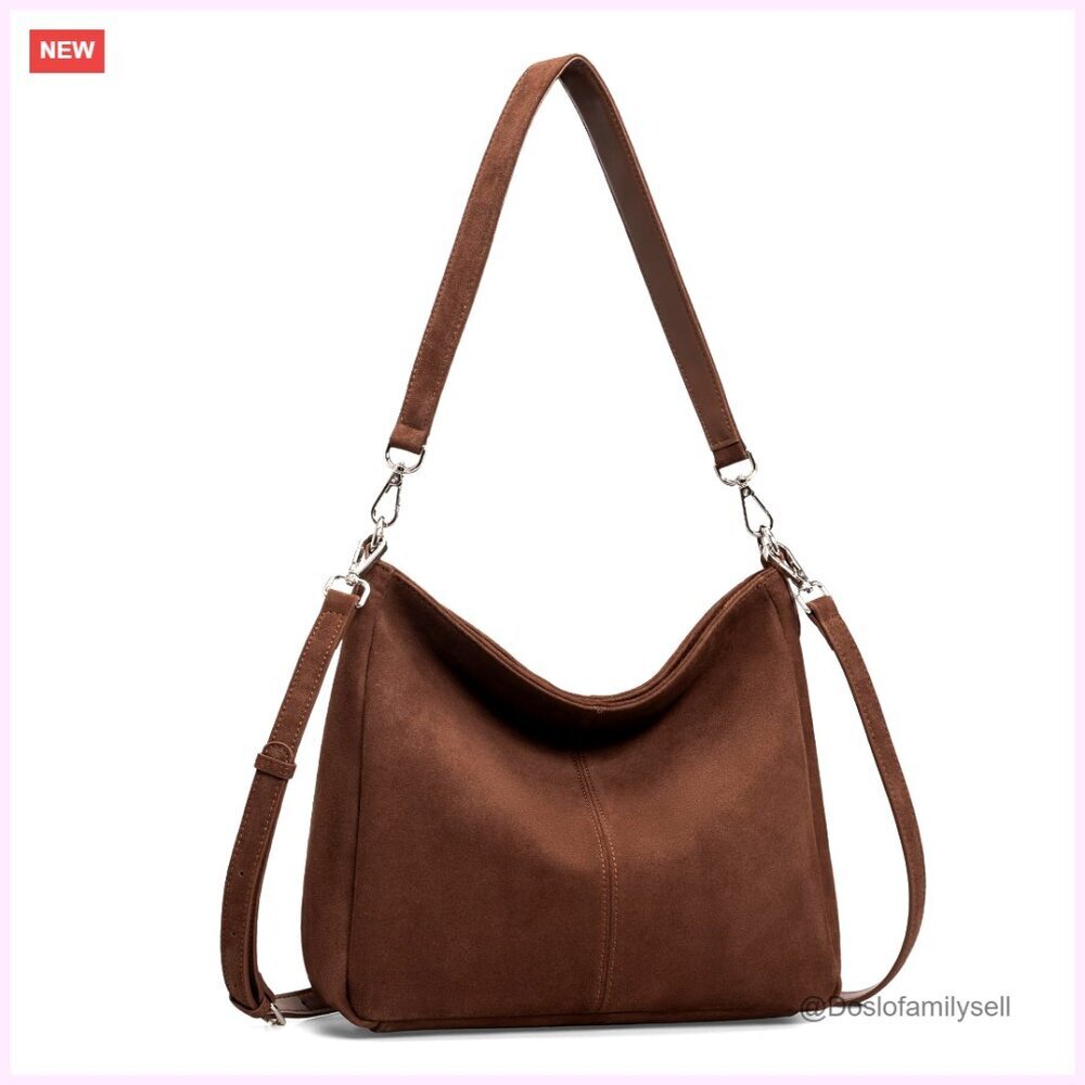 Genuine Leather Hobo Shoulder Bag Crossbody Purse Adjustable Straps Chic Classic